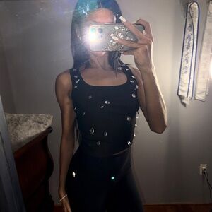 Black Embellished Tank Top
